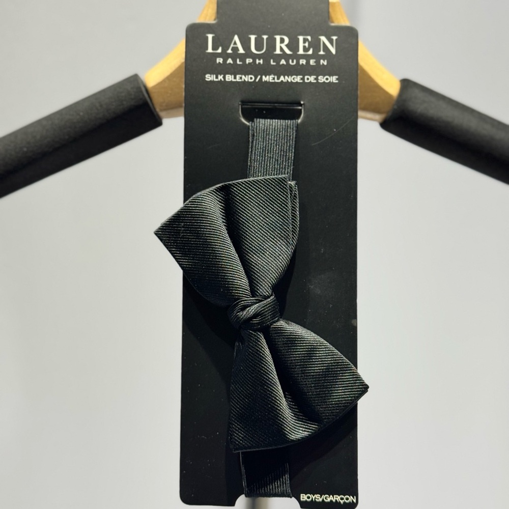 NWT Lauren Ralph Lauren Boys’ Black Silk Blend Bow Tie – Classic Formalwear